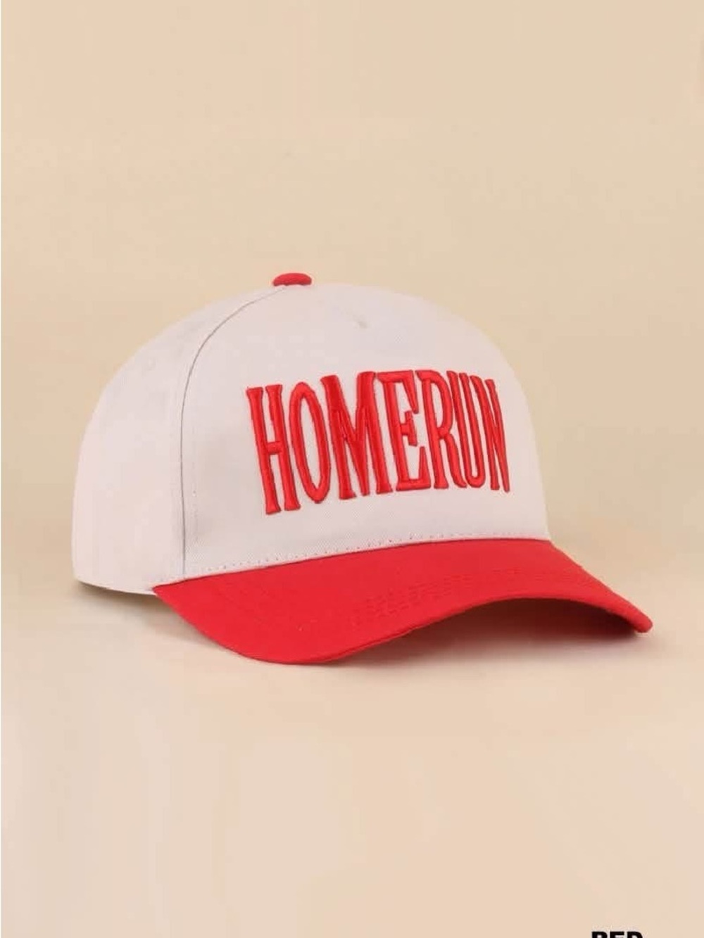 Zenana HOMERUN Embroidered Baseball Cap - White & Red